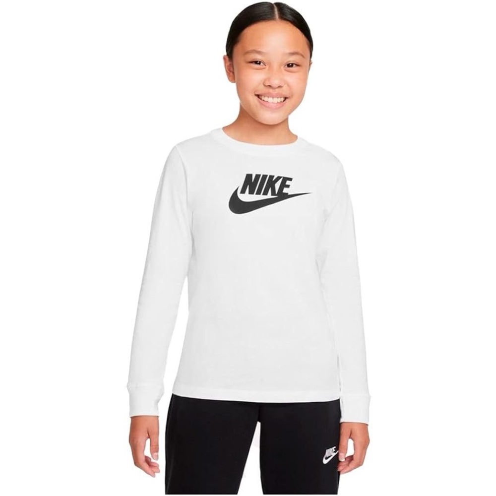 Nike Girls' Sportswear Basic Futura Long Sleeve Graphic T-Shirt